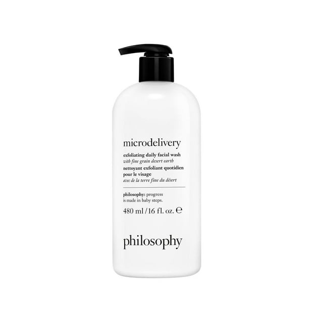 PHILOSOPHY microdelivery lavado exfoliante diario 472 ml, formulado con un sistema de limpieza suave derivado de amino�cidos y tierra del desierto de