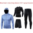 thumbnail image 3 of Traje deportivo para correr, traje deportivo informal para hombre, traje deportivo ajustado de secado rápido, traje de entrenamiento de baloncesto, manga larga, 3 of 5