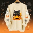 thumbnail image 2 of Women's Cute Black Cat in Pumpkin Sweatshirts Halloween Graphic Pullovers Long Sleeve Crew Neck Casual Fall Tops, 2 of 5