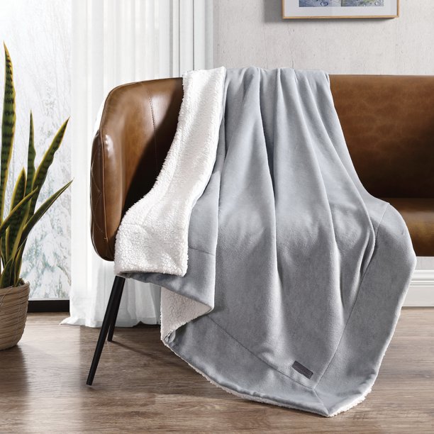 Eddie Bauer Signature Solid Grey Ultra Soft Plush 60X50 Throw Blanket
