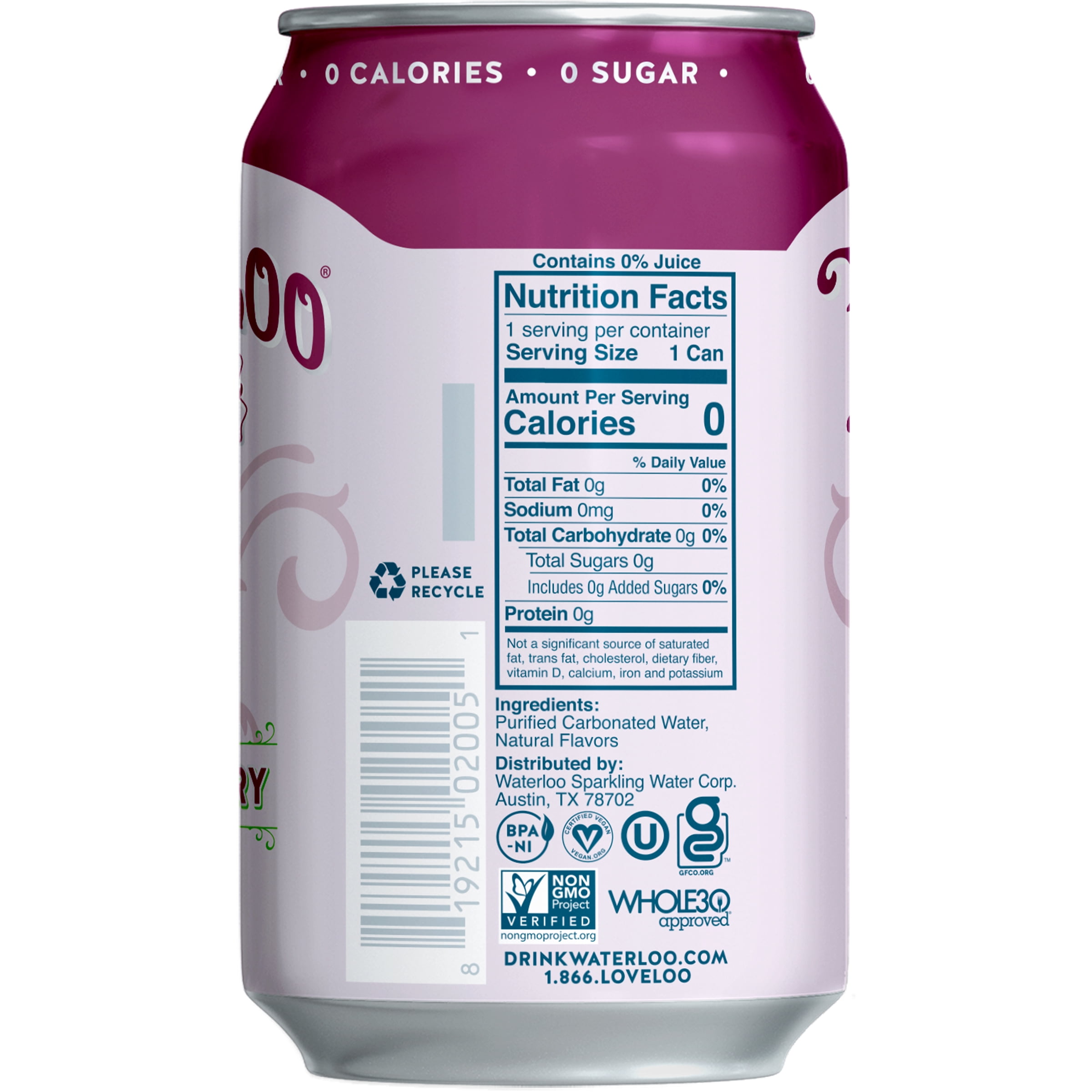 Waterloo Sparkling Water, Black Cherry, 12 fl oz, 2 12 Pack Cans