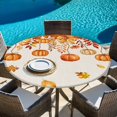 thumbnail image 6 of Orange Pumpkins Fall Round Tablecloth, Fitted Table Cover with Elastic for 36"-44" Round Tables, Rustic Thanksgiving Maple Leaf Table Cloth Outdoor Indoor Dinning Party Waterproof Tablecloths, 6 of 7