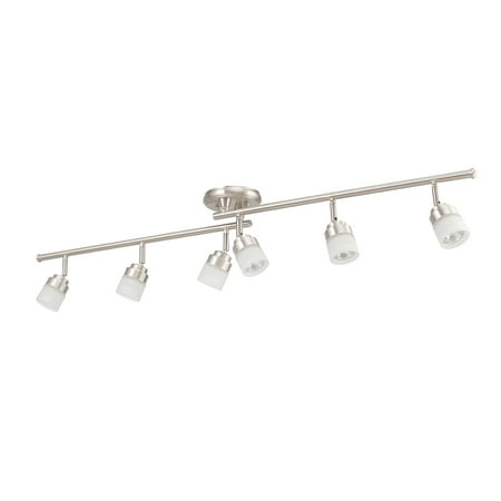 Globe Electric Spence 6-Light Brushed Nickel Foldable Track Lighting  Frosted Glass Shades  59865