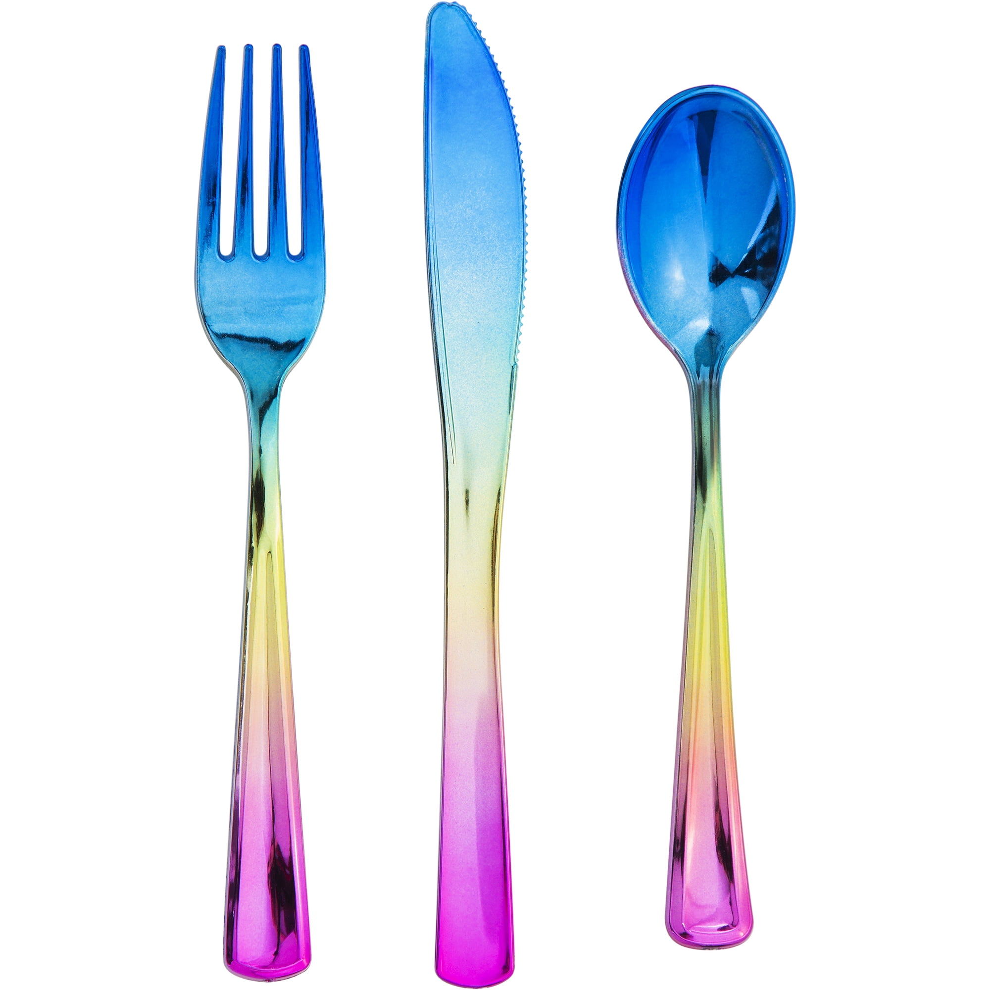 Way to Celebrate! Rainbow Cutlery 24 Ct. Multicolor Utensils. Party Decorations; Children; Adults