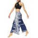 thumbnail image 4 of VISgogo Pantalones de pierna ancha de verano para mujer, pantalones sueltos sueltos de tiro medio con estampado bohemio con divisiones para yoga, playa, vacaciones VISgogo  moda, 4 of 8