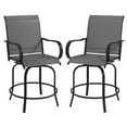 thumbnail image 3 of Outdoor Bar Stools Set of 2 w/ Armrests, Bar Height Chairs, Gray, 3 of 11