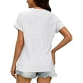 thumbnail image 3 of Xuyuer Womens T Shirts Short Sleeve V Neck Loose Casual Summer Tops Water Soluble Flower Solid Color Loose Comfortable Breathable T-shirt, 3 of 5