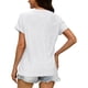 thumbnail image 3 of Xuyuer Womens T Shirts Short Sleeve V Neck Loose Casual Summer Tops Water Soluble Flower Solid Color Loose Comfortable Breathable T-shirt, 3 of 5
