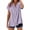 A474 Purple, variant on Auralook Women's Cotton Line 3/4 Sleeve Button Down Shirts Plaid Striped Tops V Neck Casual Loose Blouse