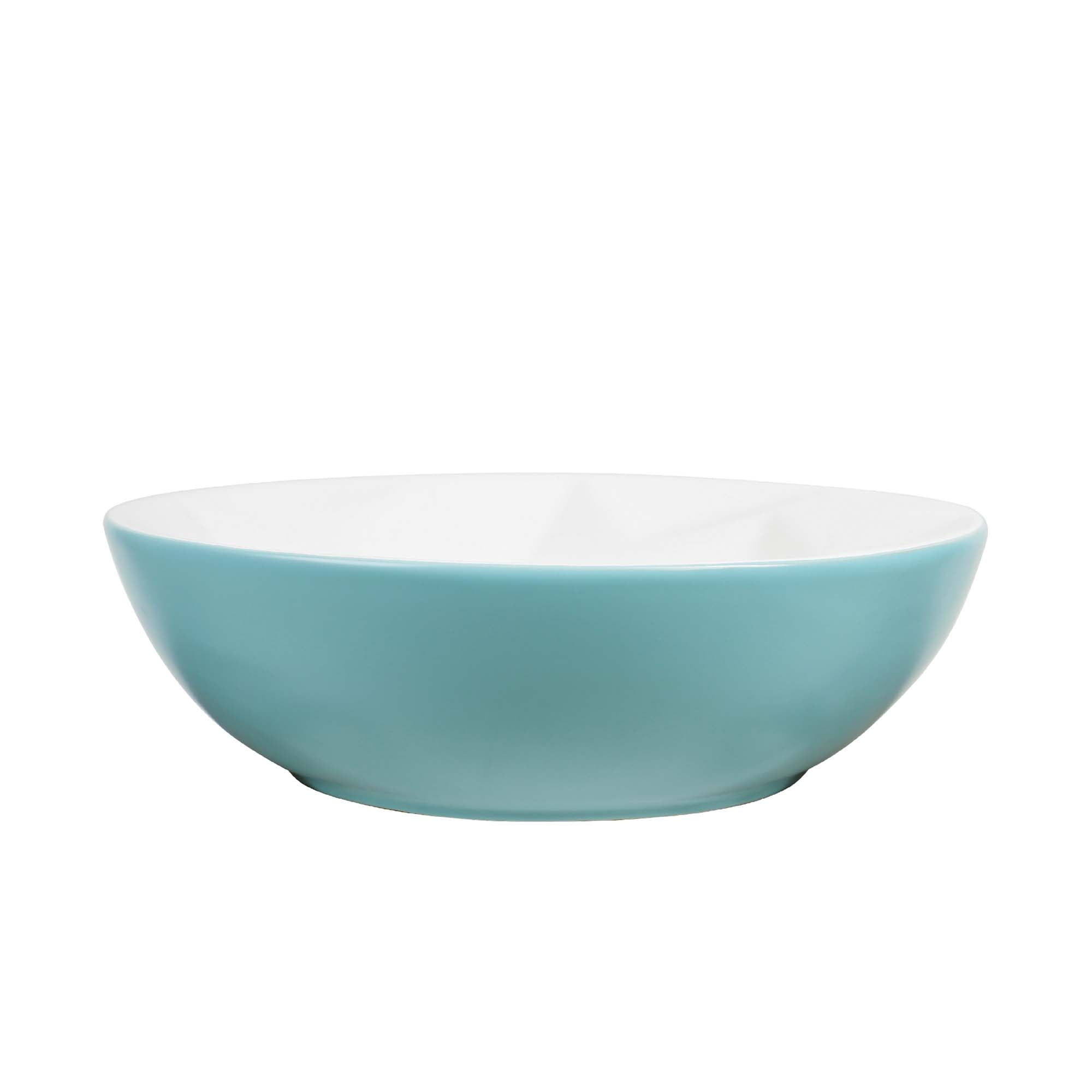 16" Round Ceramic Vessel Bathroom Sink – Modern Textured Interior Bowl Design in Mist Blue