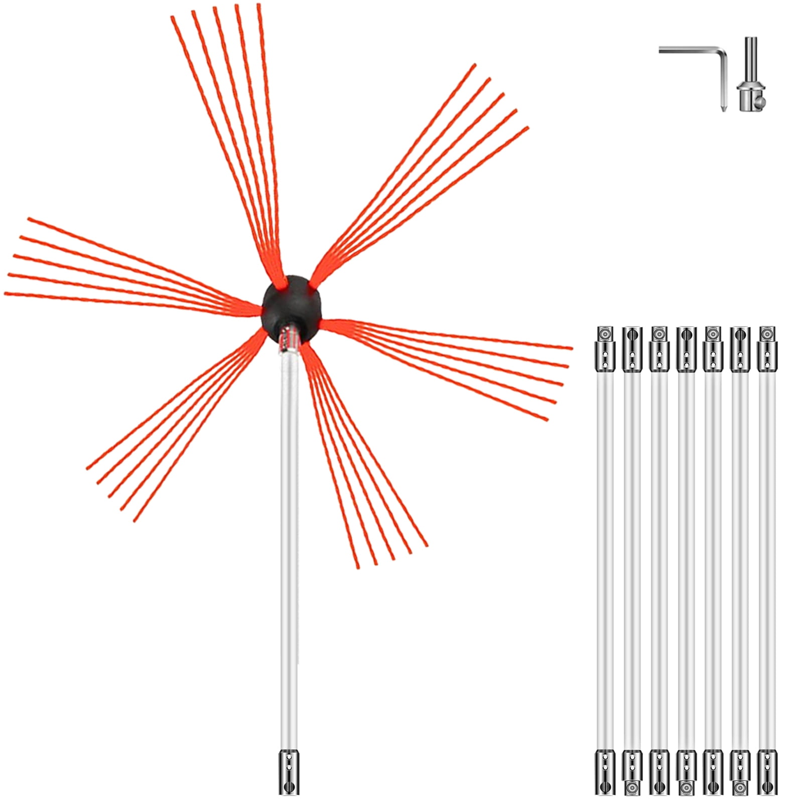 KFFKFF Power Sweep Flu-Flex Flexible chimney rods for Liners Brush Head brass fittings