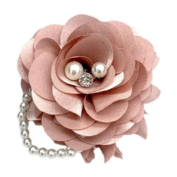 Elegant Peony Flower Brooch Pin for Women Lady Fabric Flower Pearl Brooch Lapel Pins for Wedding Bohemia Dress Suit Ceremony Clothes Accessories Jewelry (Pink)