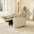 thumbnail image 3 of COLAMY Electric Power Recliner Living Room Chair with Adjustable Headrest, Leather Reclining Seat with Hidden Armrest Storage, Dual Cup Holders, USB Charging, LED, Beige, 3 of 13