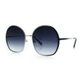 thumbnail image 4 of Womens Oversized Round Metal Rim Fashion Luxury Sunglasses Silver Black - Smoke, 4 of 8