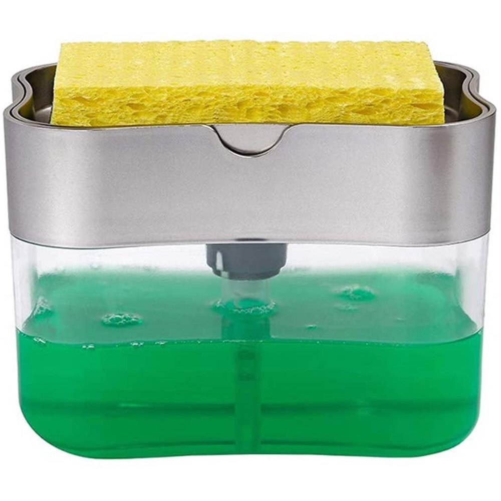 Soap Pump Dispenser and Sponge Holder for Kitchen Sink Dish Washing