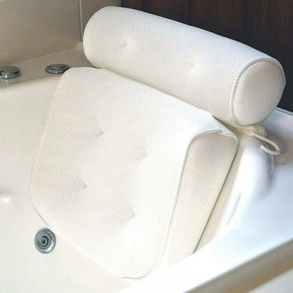 3D Bath Pillow Spa Bathtub Pillow with 4 Suction Cups, Head Neck Back and Shoulder Support Bath Pillows for Hot Tub, Jacuzzi, Home Spa White