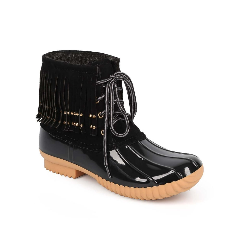 jade side buckle lace up duck boot