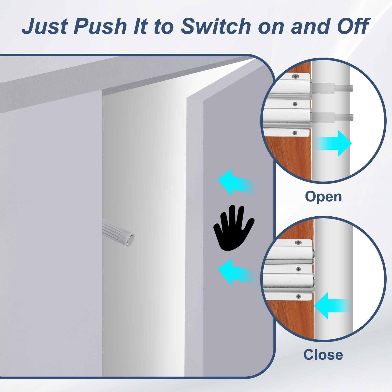 Uxcell Magnetic Push Latch, Double Push to Open Door Latch Cabinet Hardware Hidden Push Touch Latch Silver 4 Pcs