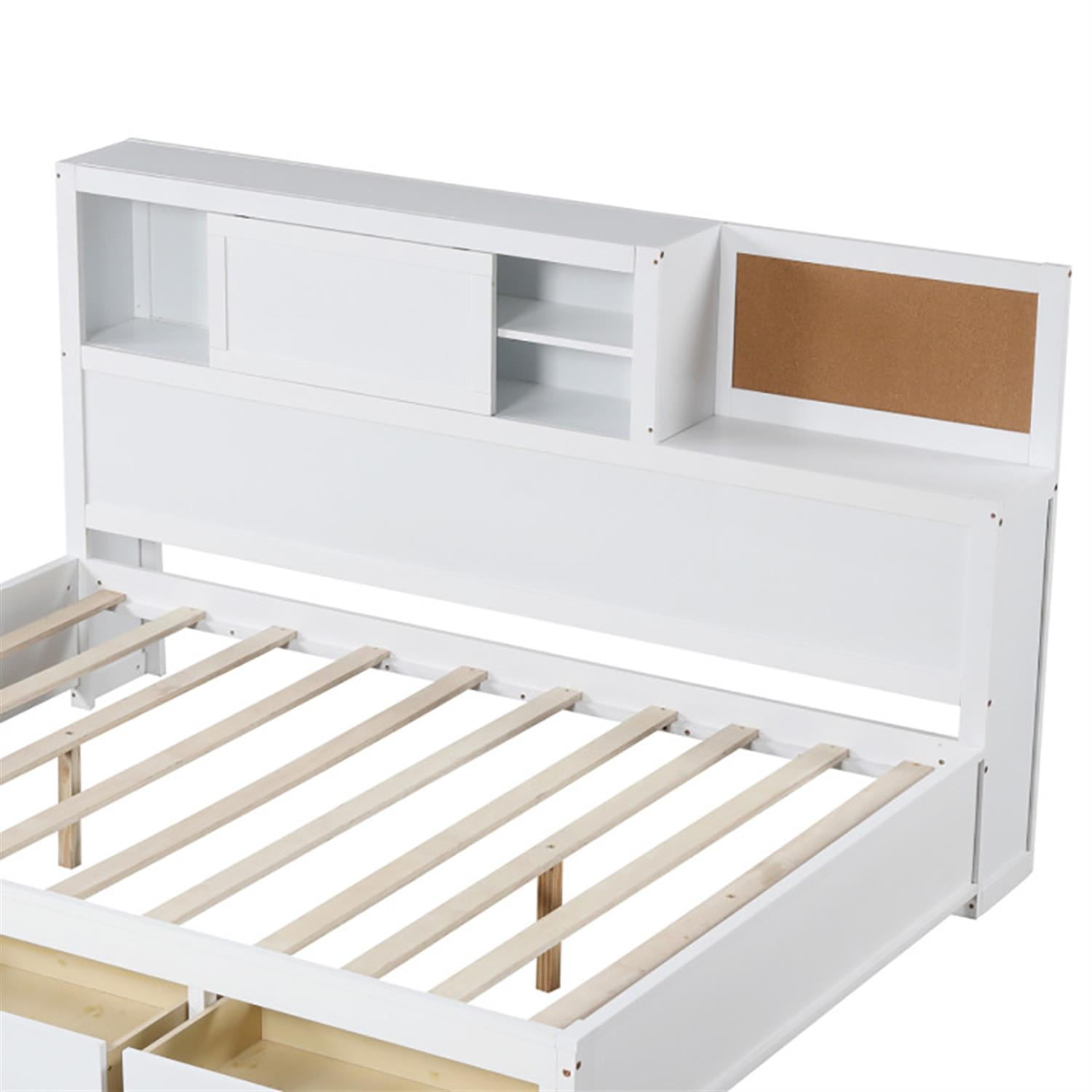Demi Bonn Twin Size Wooden Daybed with 3 Drawers with Storage Shelves, Modern Wooden Bed Frame for Teens, White