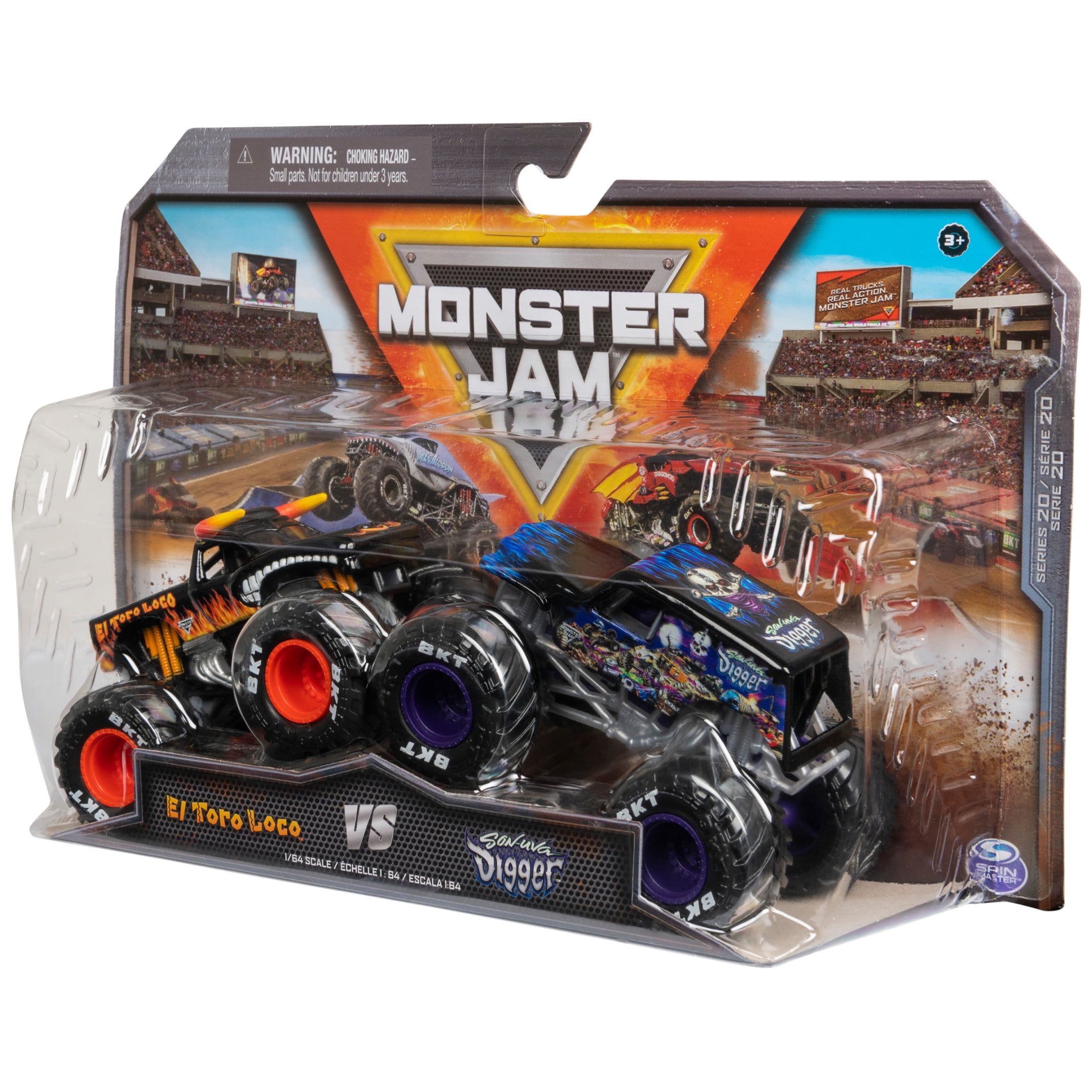 Monster Jam, El Toro Loco Vs. Son-uva Digger 1:64 Scale Die-Cast Trucks