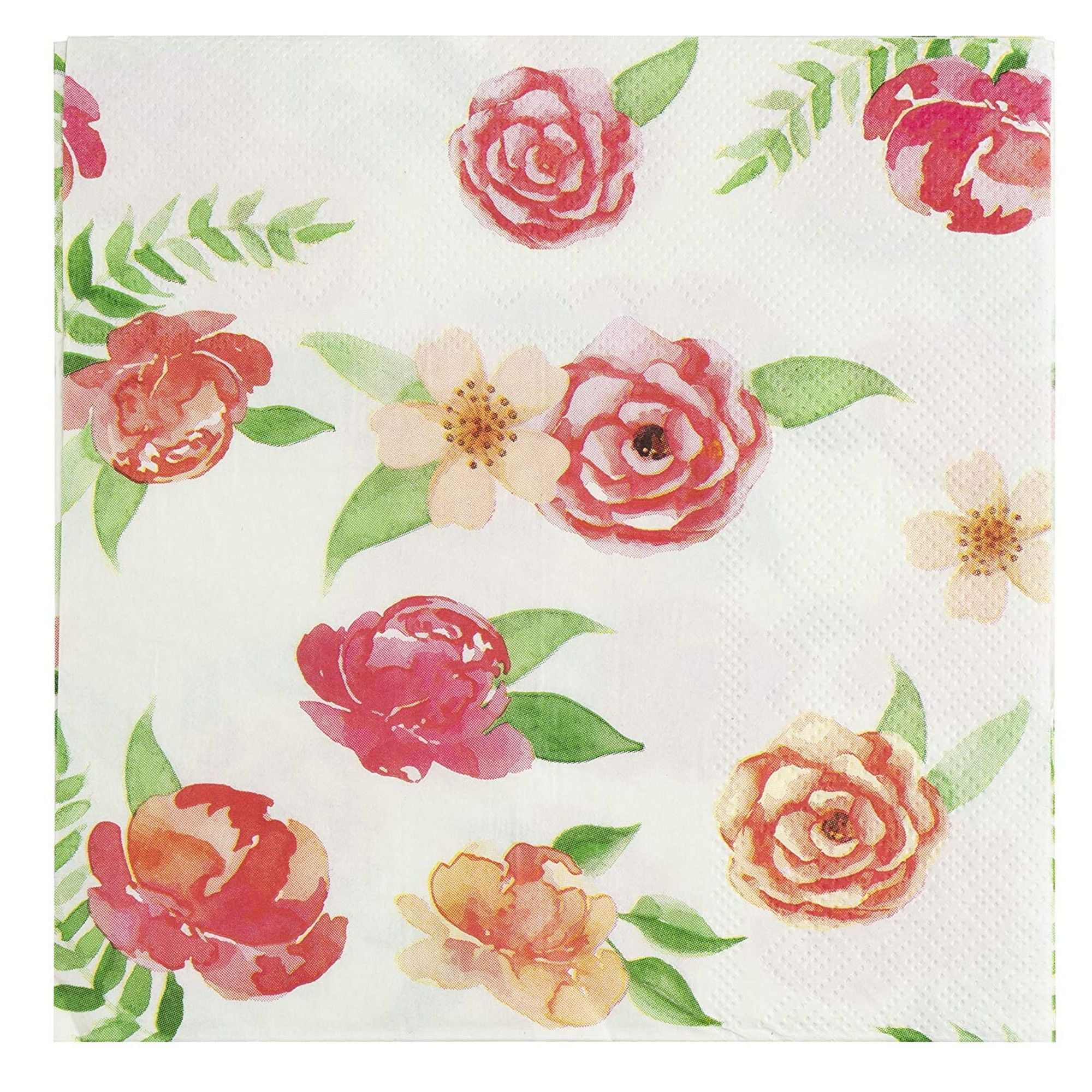 Floral Paper Napkins - 100-Pack Disposable Tea Party Napkins, Weddings ...