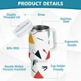 thumbnail image 2 of Yayeee 40oz Stainless Steel Tumbler with Straw and Handle Double-Wall Insulated Travel Water Bottle, Colorful Triangles, 2 of 8