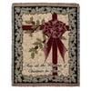 Christmas Blessings Bow Tapestry Afghan Throw Blanket 50" x 60"