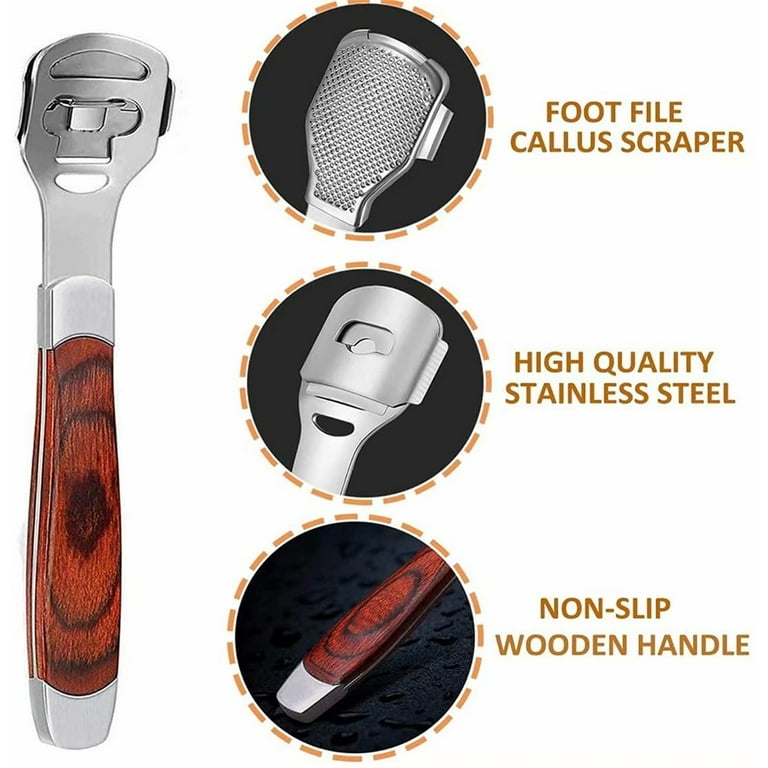 Foot Care Pedicure Callus Shaver Hard Skin Remover,Foot Callus Remover,Callus  Shaver Sets Include 10 Replacement Slices with wood Handle for Hand Feet 