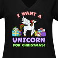 thumbnail image 4 of Inktastic I Want a Unicorn for Christmas with Presents Women's Plus Size V-Neck T-Shirt, 4 of 5
