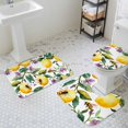 thumbnail image 3 of Summer Watercolor Bathroom Rugs Set Lemon Purple Flower Leaf Non Slip Absorbent Soft Bath Mats 3 Piece Set with Bathroom Rug, U-Shaped Floor Mat, Toilet Seat Cover Large Size, 3 of 9