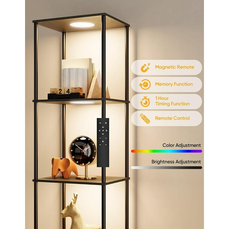 LED Display Shelf Floor Lamp - 5-Tier Curio Cabinet With Dimmable Lights For Living Room