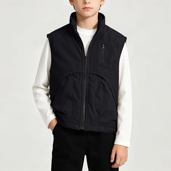 SELONE Jacket Vest for Boys Full Zipper Jackets Collared Sleeveless Vest Top Fall Casual Outerwear Outfits 3-12Y
