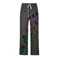 thumbnail image 4 of Cotton Linen Pants for Men 2026 Spring Summer Casual Elastic Waist Straight Leg Butterfly Print Beach Pants with Pockets, 4 of 4