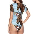 thumbnail image 4 of Easygdp Christmas Horse Women's One-Piece Swimsuit Slim Fit Crew Neck Bodysuit Athletic Swimwear with Concealed Buckle - X-Large, 4 of 9