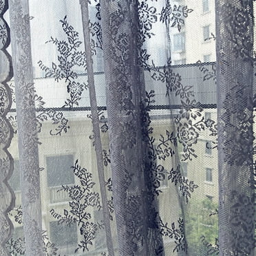HDWUEN Sheer Lace Curtain, Vintage Rose Embroidery Window Drapes For Bedroom Living Room Sets Of 2 Rod Pocket, 57" X 70"