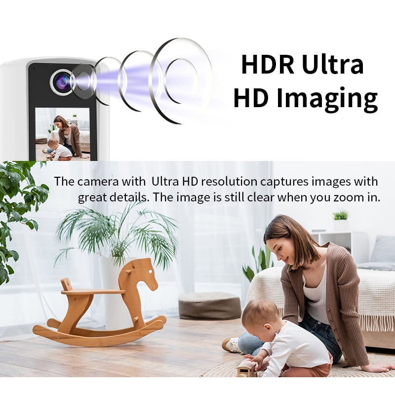 2 Way Video Camera with 2.4" HD Screen Warm Night Light One-Button Video Call 2K HD Resolution Human Detection Auto PTZ Tracking Compatible with Alexa SD Card Cloud Storage(Excluding SD card)