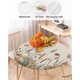 thumbnail image 3 of Fitted Round Tablecloths Table Covers 45-54in,Autumn Blossom Flower Fern Plant Waterproof Elastic Edged Table Cloth for Kitchen Dining Holiday Party Tables Decor,Watercolor Floral Leaves on Flax, 3 of 6