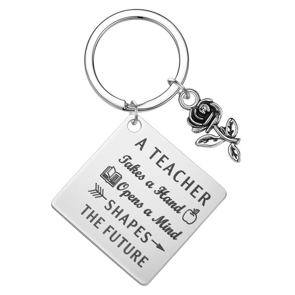Appreciation Teacher Keychain Stainless Steel Pendant Key Chain Thank You Teachers Jewelry Teacher's Day Gift Keyring