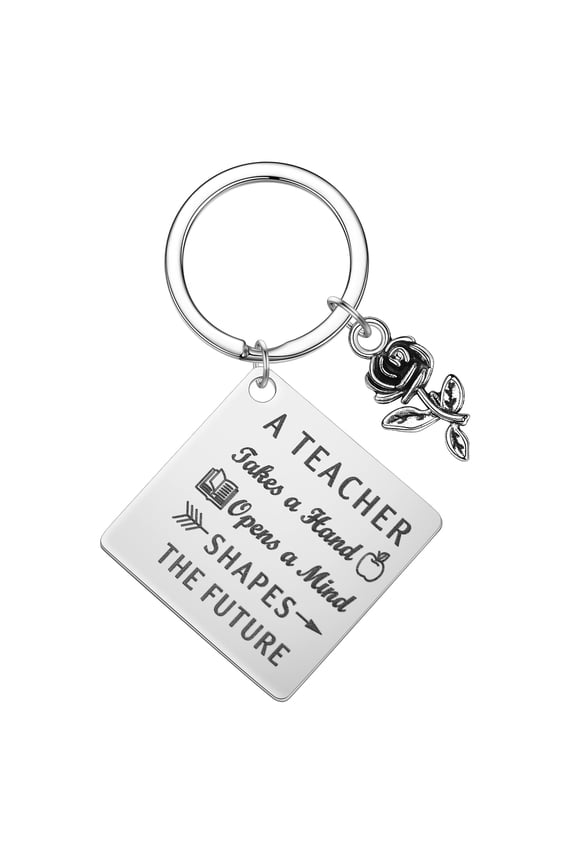 Appreciation Teacher Keychain Stainless Steel Pendant Key Chain Thank You Teachers Jewelry Teacher's Day Gift Keyring