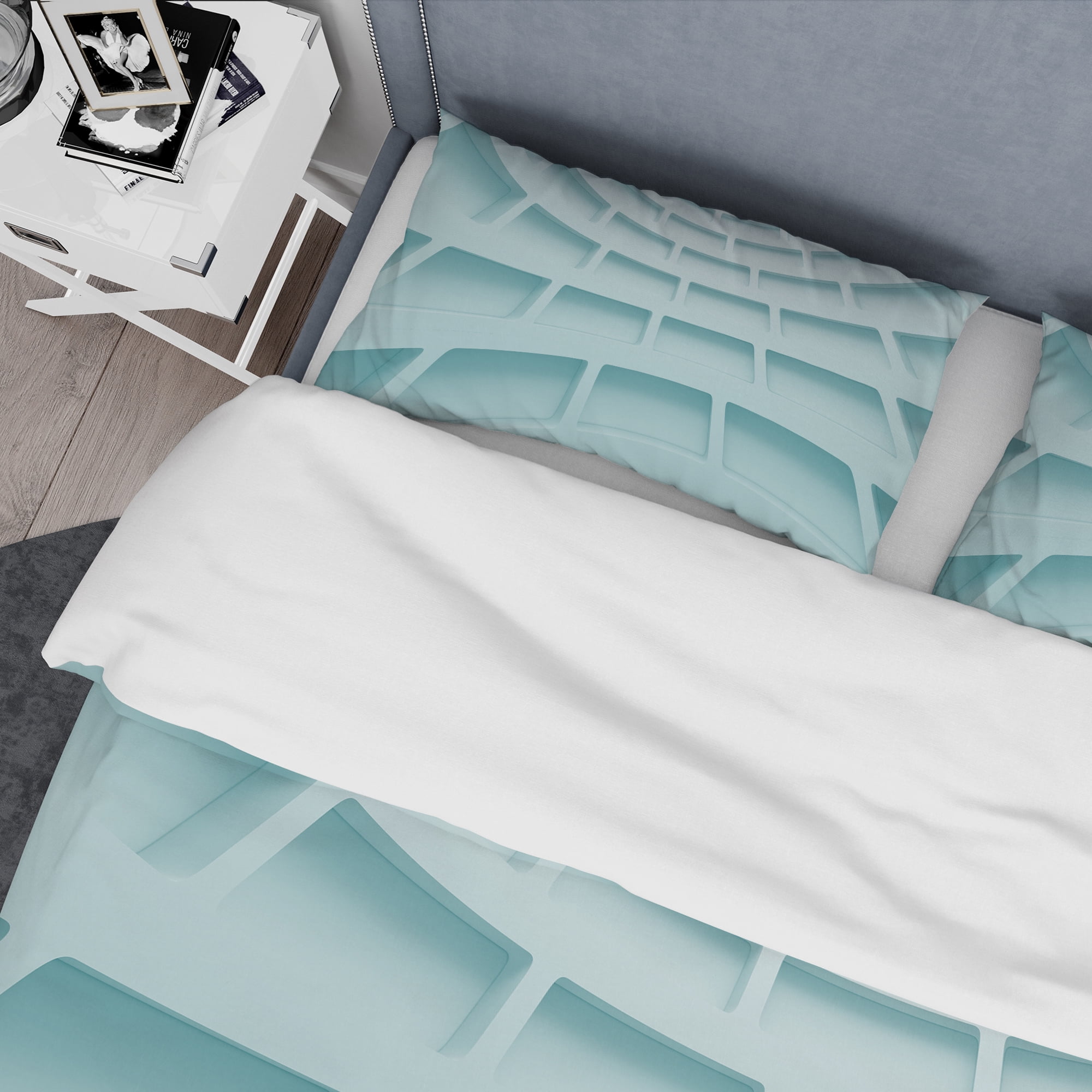 Designart '3D licht Blue Architectural Design' Modern & Contemporary Duvet Cover Set