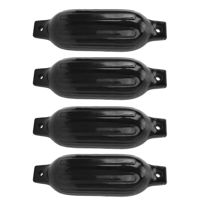 Boat Shield Bumper, Strong Shock Absorption 4 Pcs Black Saltwater Resistant Buoys Protection Bumper Waterproof with 6.5ft Nylon Rope for Rowboats