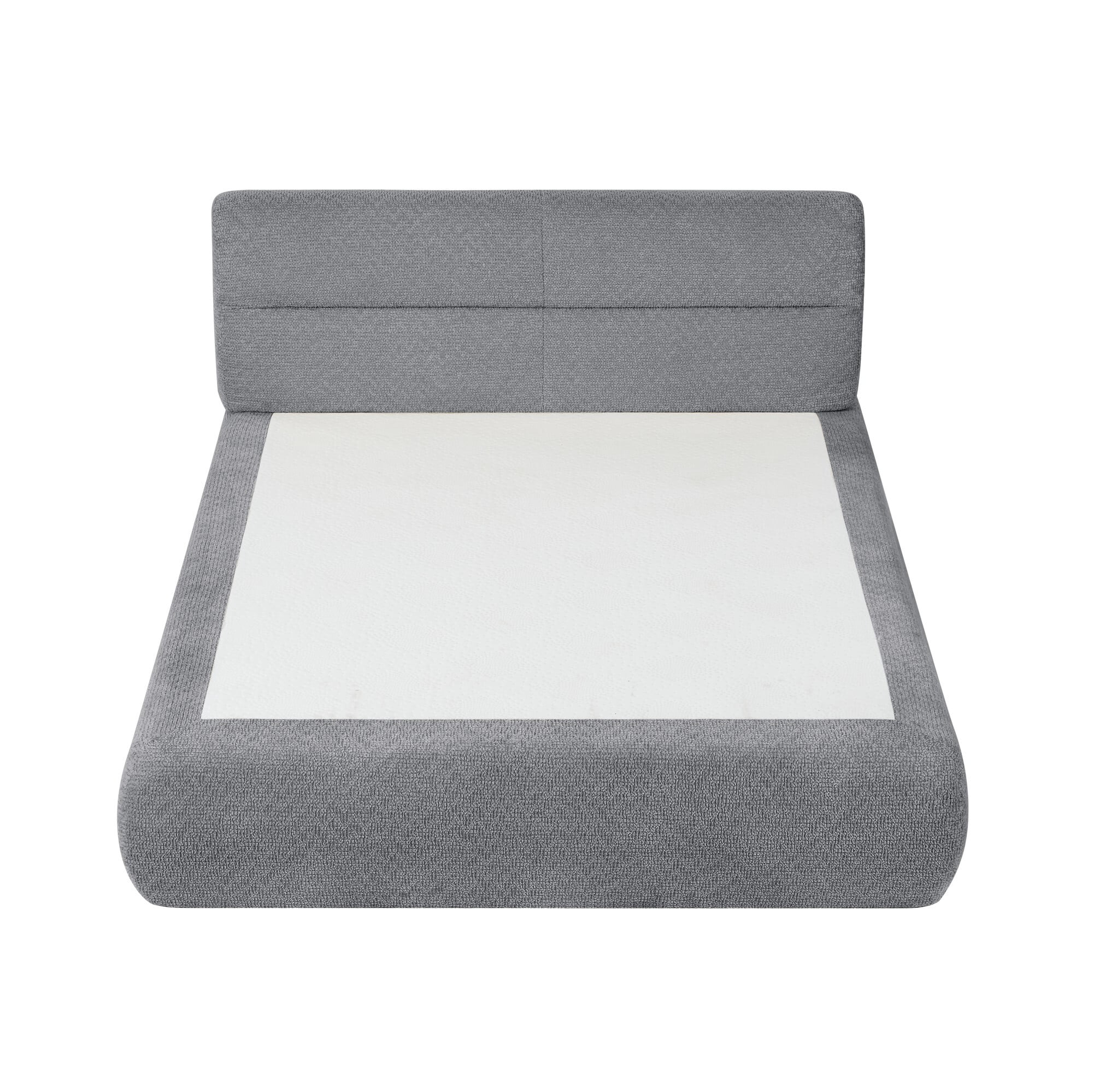 DEALTOPS Modern Upholstered Chenille Bed, Compressed Platform Bed with Spring Support, No Assembly, Gray