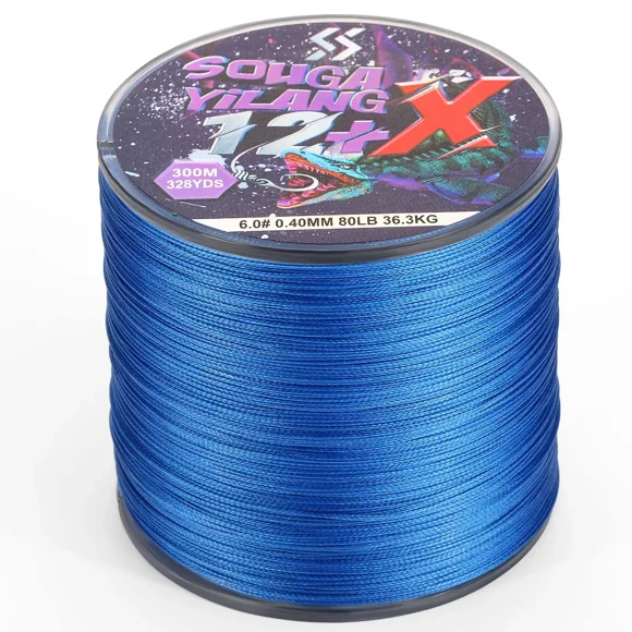Braided Fishing Line X12 100/300m Drag 18~80Lb Japanese PE Line for Freshwater Saltwater Fishing Accessories Pesca Blue 300m-0.32mm-60lb
