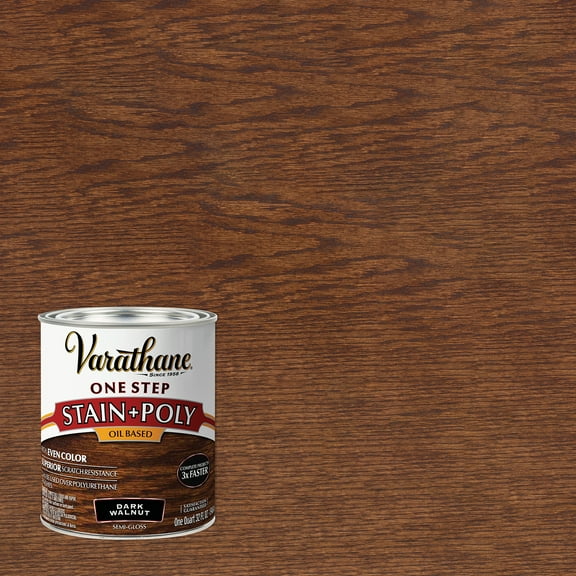 2 Pack, Dark Walnut, Varathane Stain   Polyurethane Oil-Based, Semi-Gloss -225250H, Quart