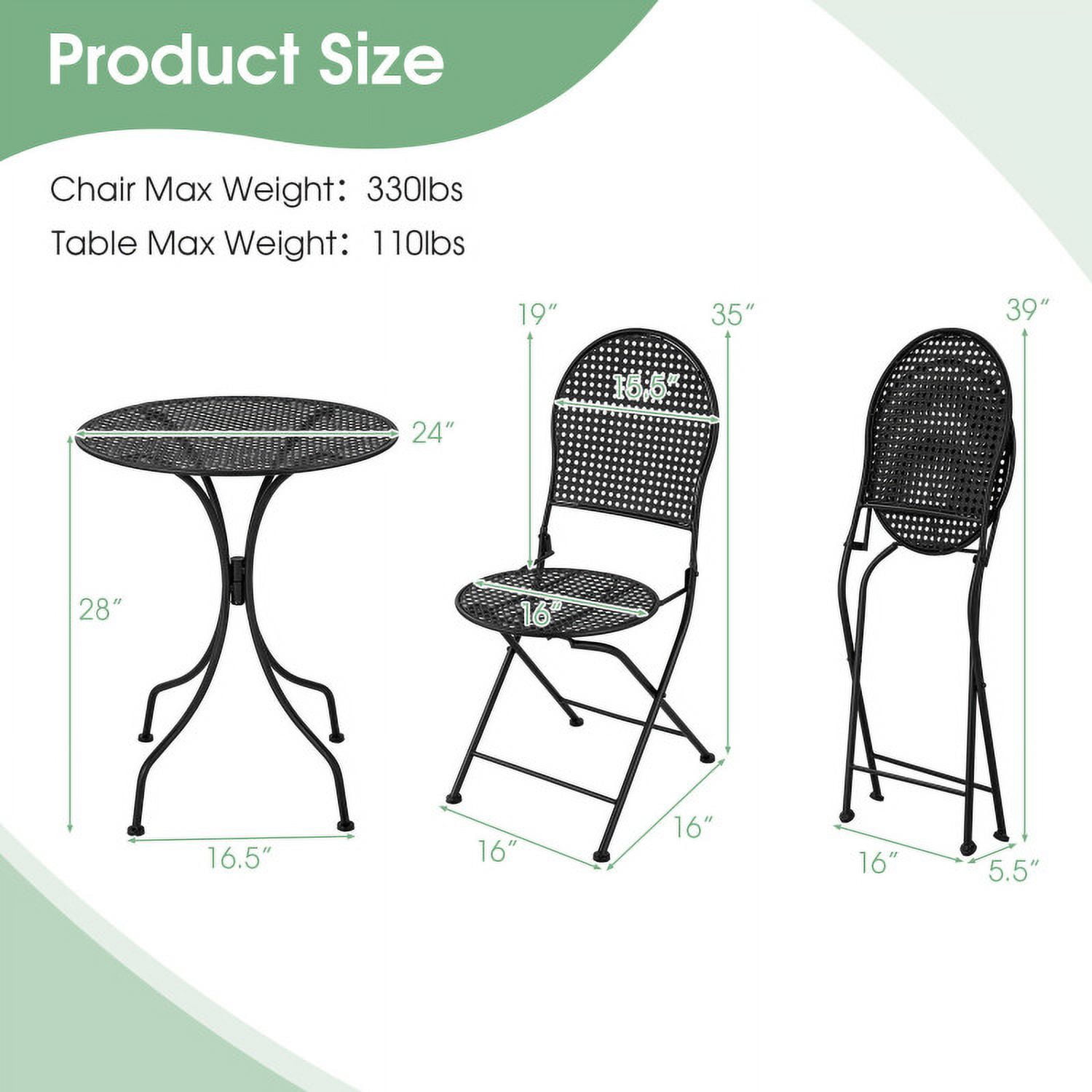 Aimee Lii 3 Pieces Patio Bistro Set Outdoor Conversation Furniture Table and Folding Chair, Outdoor Patio Furniture