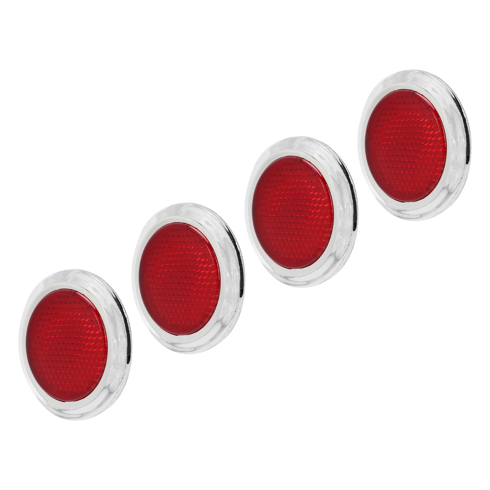 Herwey Autocollant Réfléchissant, 4PCS Rouge Réflecteur ABS Chrome  Garniture Protection Réfléchissante Ronde Pour Moto Automobile, Réflecteur  Rond