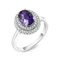 thumbnail image 2 of Gem Stone King 925 Sterling Silver Oval Purple Amethyst Halo Engagement Ring for Women (2.40 Cttw, Gemstone February Birthstone, Oval Checkerboard 8X6MM, Size 9), 2 of 4