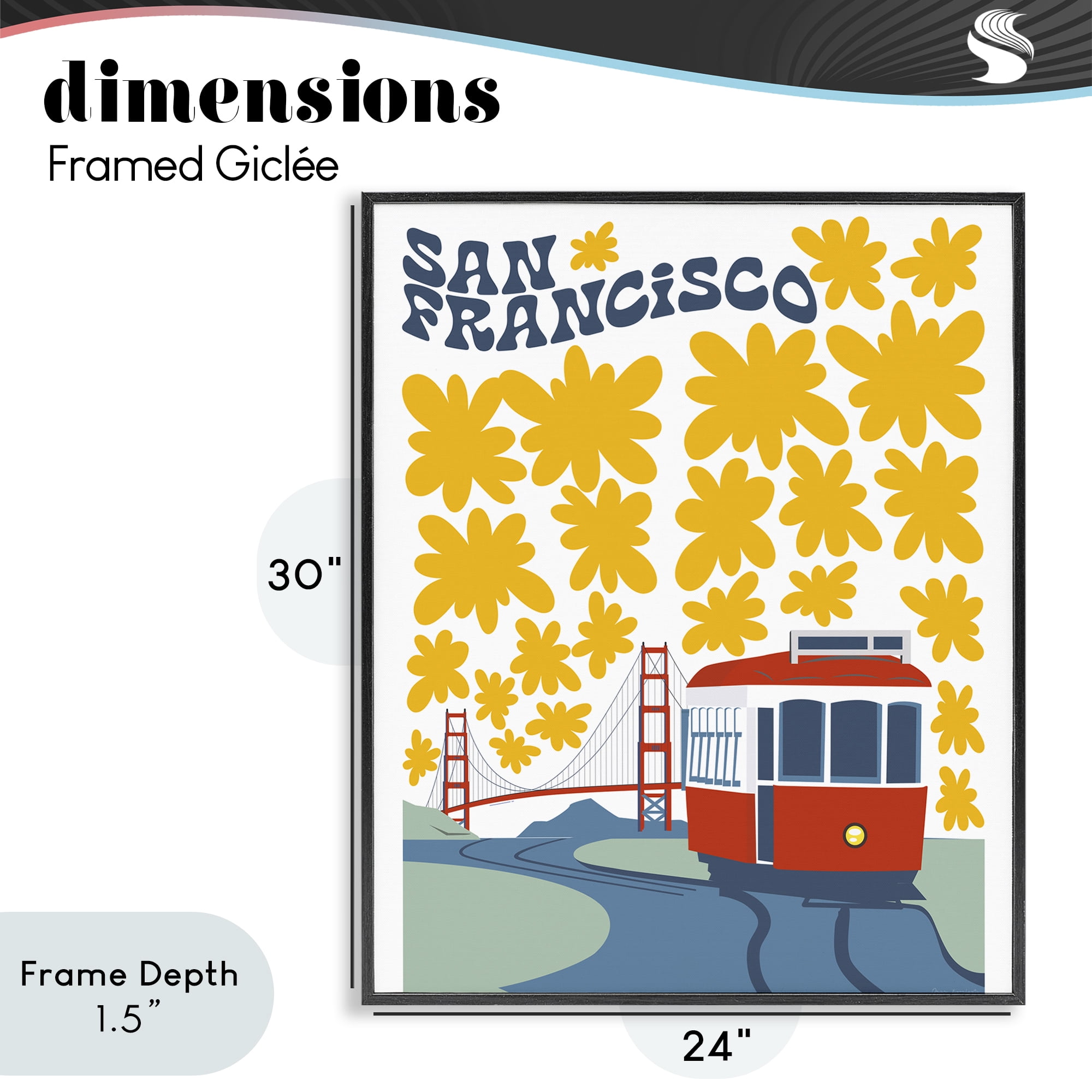 Stupell Industries San Francisco Trolley Black Framed Giclee Art, design by Omar Escalante