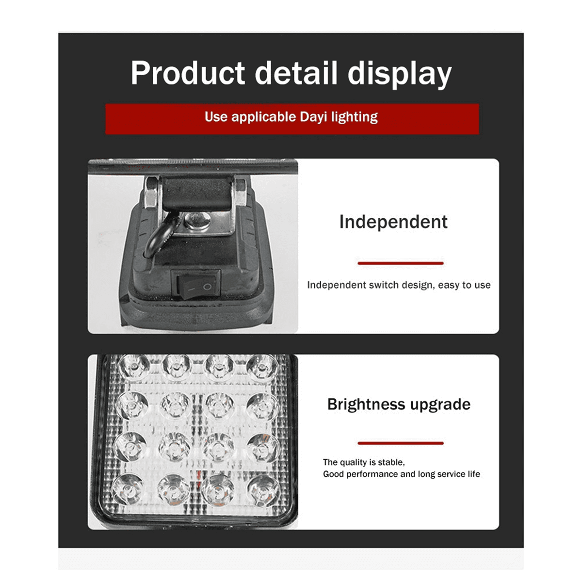 2pcs 4 Inch LED Work Light for 18V Battery Battery Power LED Shop Light LED Site for Work Light