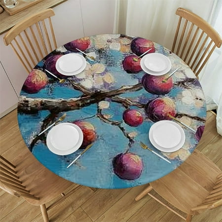 

Palnkart Apples Round Tablecloth - Stain-Resistant & Washable - Ideal for Indoor and Outdoor Use - Wedding Party Restaurant - Outdoor Fitted Tablecloth 38 -42